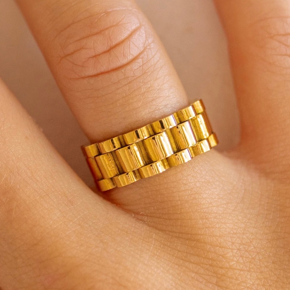 Alco jewelry Lineage chain link ring gold